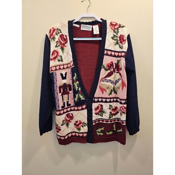 VINTAGE Women's Jantzen Petite Sweater Hand‎ Embroidered Size MEDIUM - Picture 1 of 11